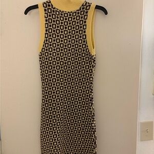 Zara Yellow and Black Geometric Midi Dress